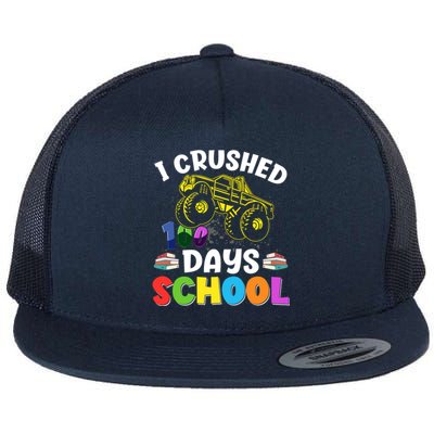 I Crushed 100 Days Of School Tees Monster Truck Great Gift Flat Bill Trucker Hat