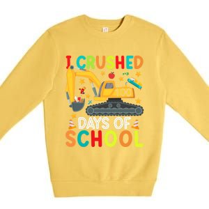 I Crushed 100 Days Of School Construction Excavator Gift Premium Crewneck Sweatshirt