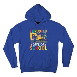 I Crushed 100 Days Of School Construction Excavator Gift Hoodie