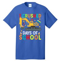 I Crushed 100 Days Of School Construction Excavator Gift Tall T-Shirt