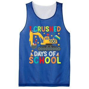 I Crushed 100 Days Of School Construction Excavator Gift Mesh Reversible Basketball Jersey Tank