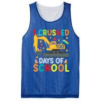 I Crushed 100 Days Of School Construction Excavator Gift Mesh Reversible Basketball Jersey Tank