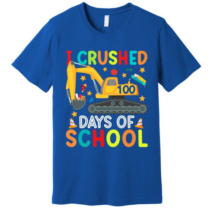 I Crushed 100 Days Of School Construction Excavator Gift Premium T-Shirt