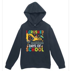 I Crushed 100 Days Of School Construction Excavator Gift Urban Pullover Hoodie