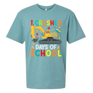 I Crushed 100 Days Of School Construction Excavator Gift Sueded Cloud Jersey T-Shirt