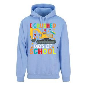 I Crushed 100 Days Of School Construction Excavator Gift Unisex Surf Hoodie