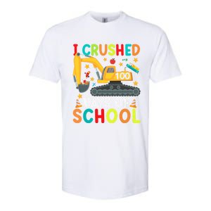 I Crushed 100 Days Of School Construction Excavator Gift Softstyle CVC T-Shirt