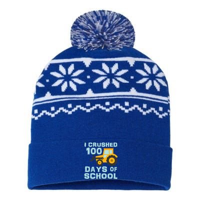 I Crushed 100 Days Of School Tractor Truck Lover Funny Gift USA-Made Snowflake Beanie