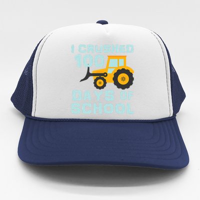 I Crushed 100 Days Of School Tractor Truck Lover Funny Gift Trucker Hat