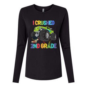 I Crushed 2nd Grade Funny Monster Truck Graduation Gifts Womens Cotton Relaxed Long Sleeve T-Shirt