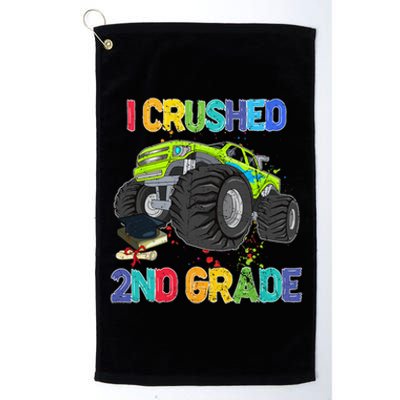 I Crushed 2nd Grade Funny Monster Truck Graduation Gifts Platinum Collection Golf Towel