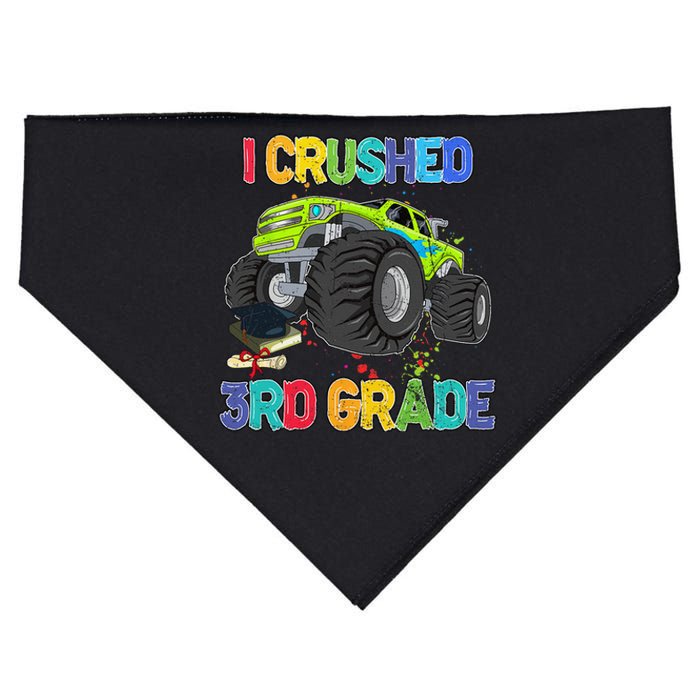 I Crushed 3rd Grade Funny Monster Truck Graduation Gifts USA-Made Doggie Bandana