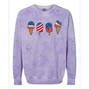 Ice Cream 4th Of July Cool Dessert Patriotic Colorblast Crewneck Sweatshirt