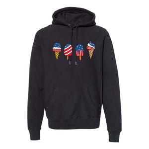 Ice Cream 4th Of July Cool Dessert Patriotic Premium Hoodie