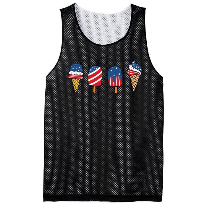 Ice Cream 4th Of July Cool Dessert Patriotic Mesh Reversible Basketball Jersey Tank