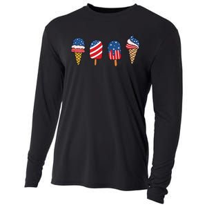 Ice Cream 4th Of July Cool Dessert Patriotic Cooling Performance Long Sleeve Crew