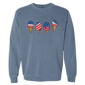 Ice Cream 4th Of July Cool Dessert Patriotic Garment-Dyed Sweatshirt