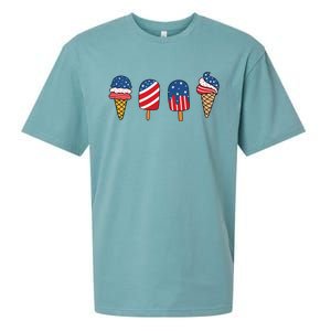 Ice Cream 4th Of July Cool Dessert Patriotic Sueded Cloud Jersey T-Shirt