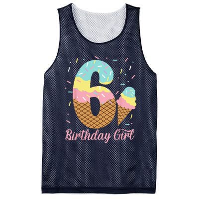 Ice Cream 6th Birthday Party Sweet 6 Years Old Mesh Reversible Basketball Jersey Tank