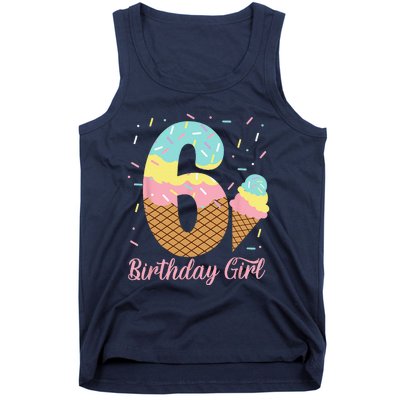 Ice Cream 6th Birthday Party Sweet 6 Years Old Tank Top