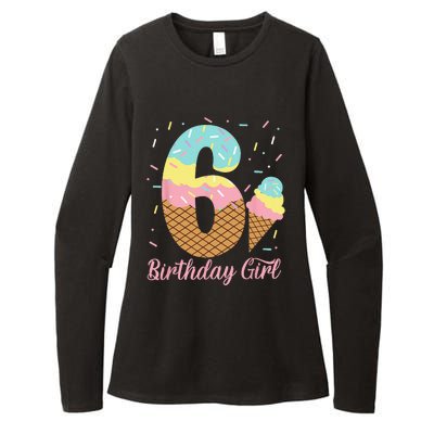 Ice Cream 6th Birthday Party Sweet 6 Years Old Womens CVC Long Sleeve Shirt