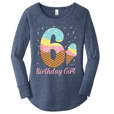 Ice Cream 6th Birthday Party Sweet 6 Years Old Women's Perfect Tri Tunic Long Sleeve Shirt