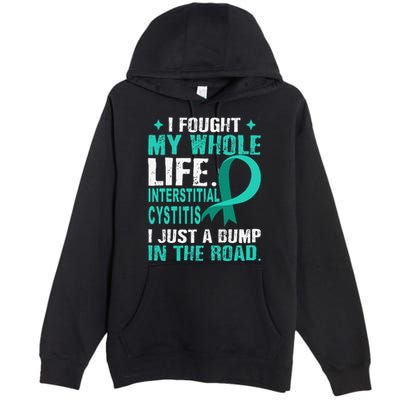 Interstitial Cystitis Awareness Teal Ribbon Support Family Premium Pullover Hoodie