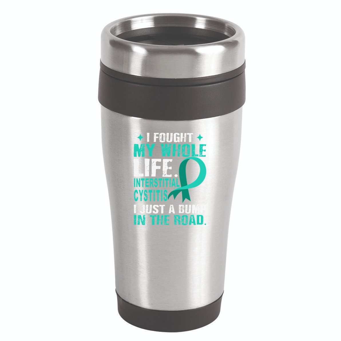 Interstitial Cystitis Awareness Teal Ribbon Support Family 16oz Travel Tumbler