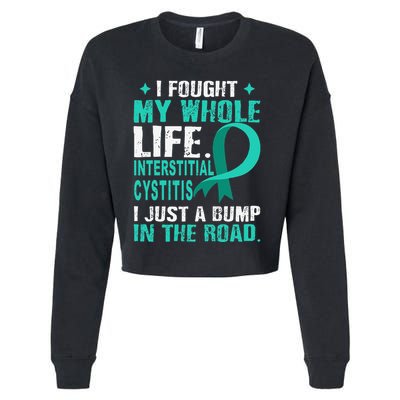 Interstitial Cystitis Awareness Teal Ribbon Support Family Cropped Pullover Crew