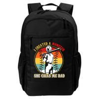 I Created A Monster She Call Me Dad Softball Baseball Lover Backpack