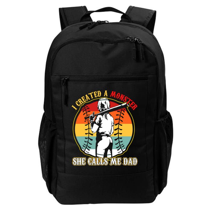 I Created A Monster She Call Me Dad Softball Baseball Lover Backpack