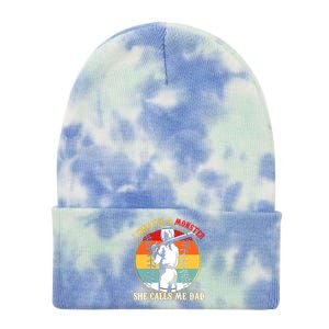 I Created A Monster She Call Me Dad Softball Baseball Lover Tie Dye 12in Knit Beanie