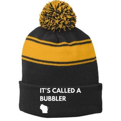ItS Called A Bubbler Wisconsin Pride Design Stripe Pom Pom Beanie