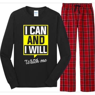 I Can And I Will Watch Me Motivational Inspirational Quote Long Sleeve Pajama Set