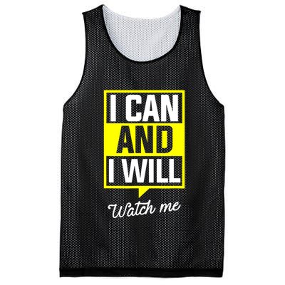 I Can And I Will Watch Me Motivational Inspirational Quote Mesh Reversible Basketball Jersey Tank