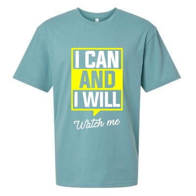 I Can And I Will Watch Me Motivational Inspirational Quote Sueded Cloud Jersey T-Shirt