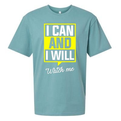 I Can And I Will Watch Me Motivational Inspirational Quote Sueded Cloud Jersey T-Shirt