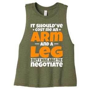 It Cost an Arm and a Leg - Funny Amputation Leg Amputee Women's Racerback Cropped Tank