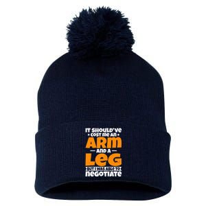 It Cost an Arm and a Leg - Funny Amputation Leg Amputee Pom Pom 12in Knit Beanie