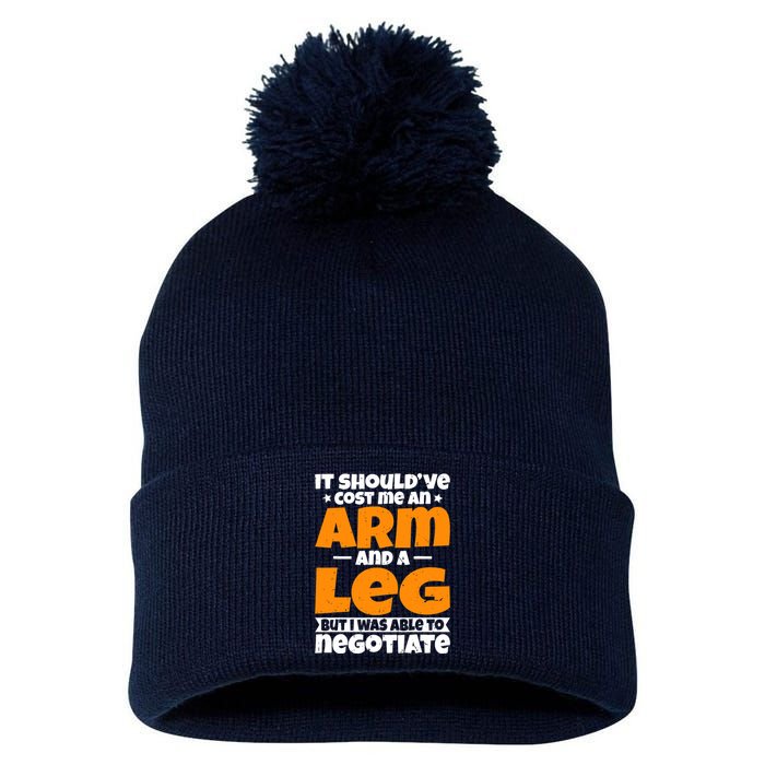 It Cost an Arm and a Leg - Funny Amputation Leg Amputee Pom Pom 12in Knit Beanie