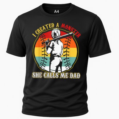 I Created A Monster She Call Me Dad Softball Baseball Lover Performance Shirt