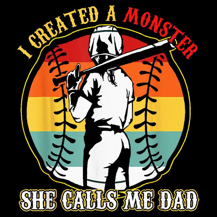 I Created A Monster She Call Me Dad Softball Baseball Lover 16 in Basic Backpack