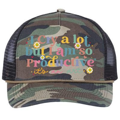 I Cry A Lot Funny But I Am So Productive Retro Rope Trucker Hat Cap