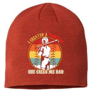 I Created A Monster She Call Me Dad Baseball Softball Dad Sustainable Beanie