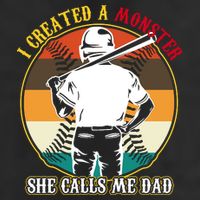 I Created A Monster She Calls Me Dad Funny Baseball 7 Panel Mesh Trucker Snapback Hat