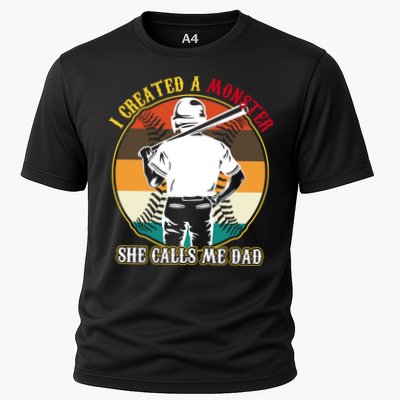 I Created A Monster She Calls Me Dad Funny Baseball Performance Shirt