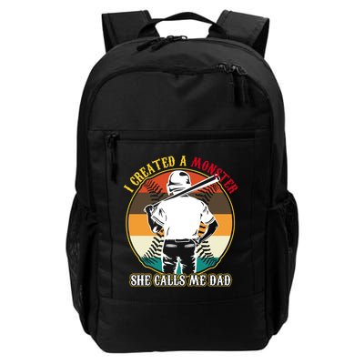 I Created A Monster She Calls Me Dad Funny Baseball Backpack
