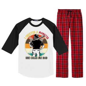 I Created A Monster She Calls Me Dad Funny Baseball Raglan Sleeve Pajama Set