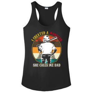 I Created A Monster She Calls Me Dad Funny Baseball Ladies PosiCharge Competitor Racerback Tank