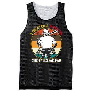 I Created A Monster She Calls Me Dad Funny Baseball Mesh Reversible Basketball Jersey Tank